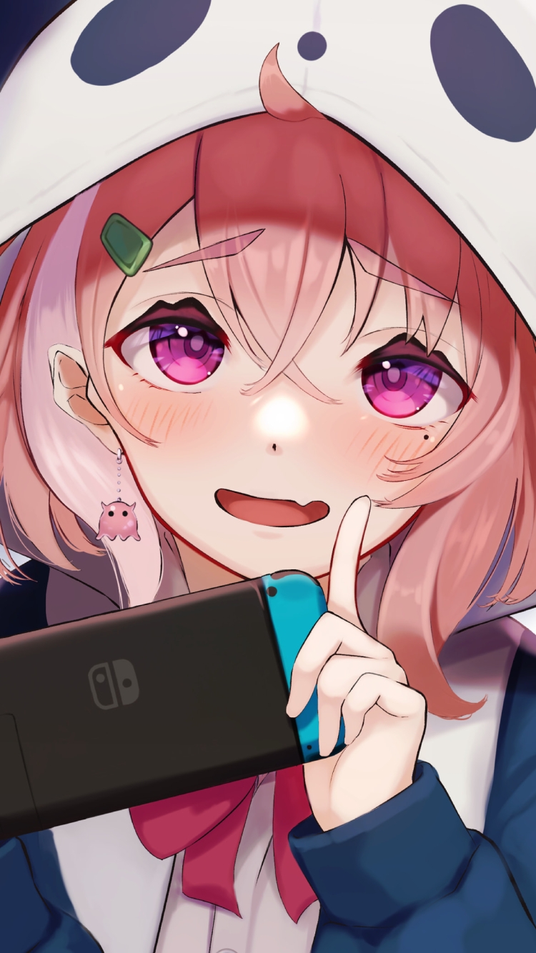 ゲームをする笹木咲 / にじさんじ / バーチャルYouTuber / Vtuber / ファンアート / イラストの750 x 1334 / スマホ壁紙