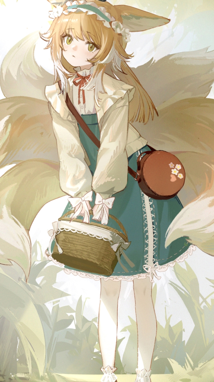 バスケットを持つかわいいスズラン / アークナイツ / ファンアート / イラストの750 x 1334 / スマホ壁紙
