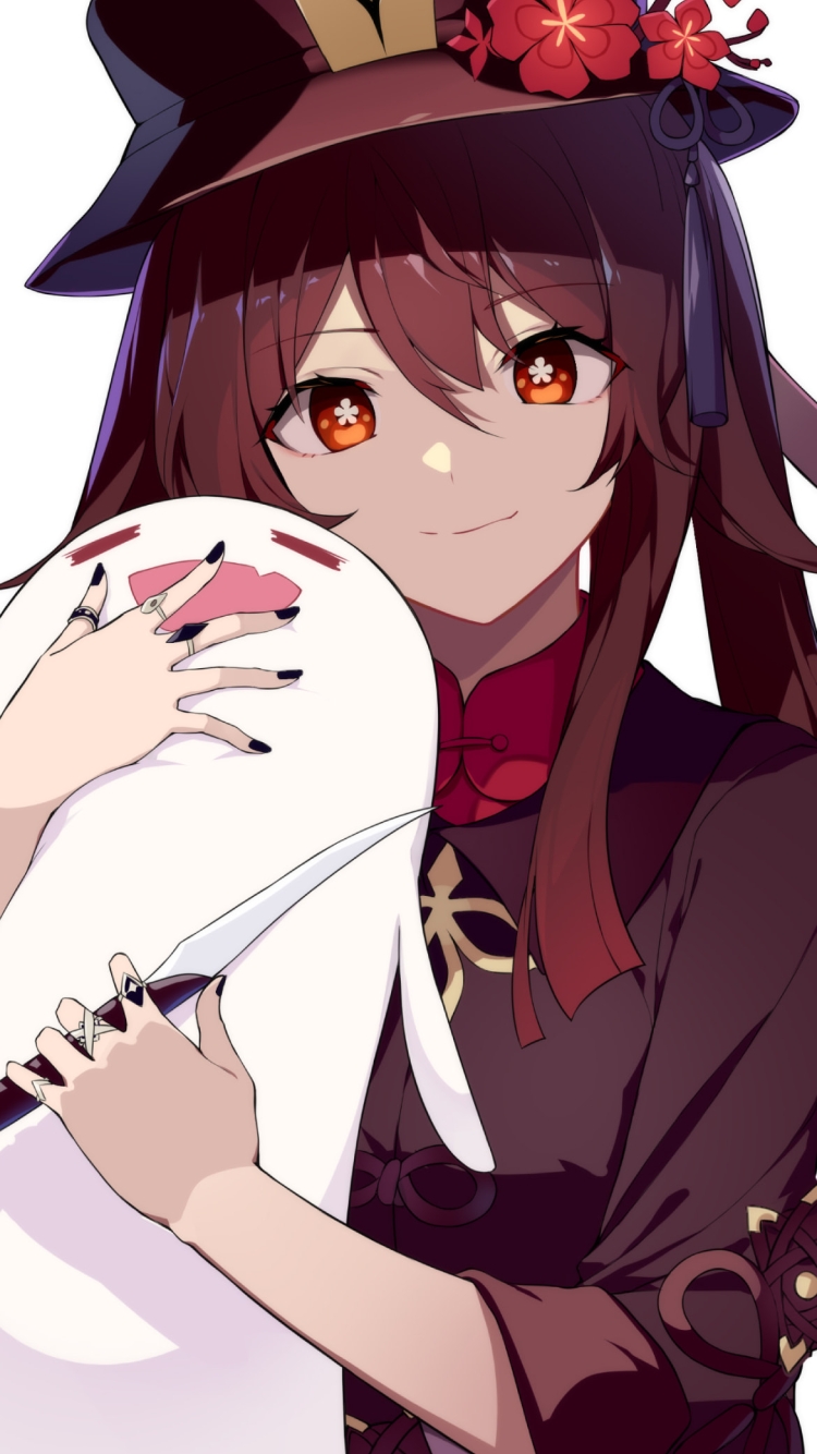 お化けを抱えるかわいい胡桃 / 原神の750 x 1334 / スマホ壁紙