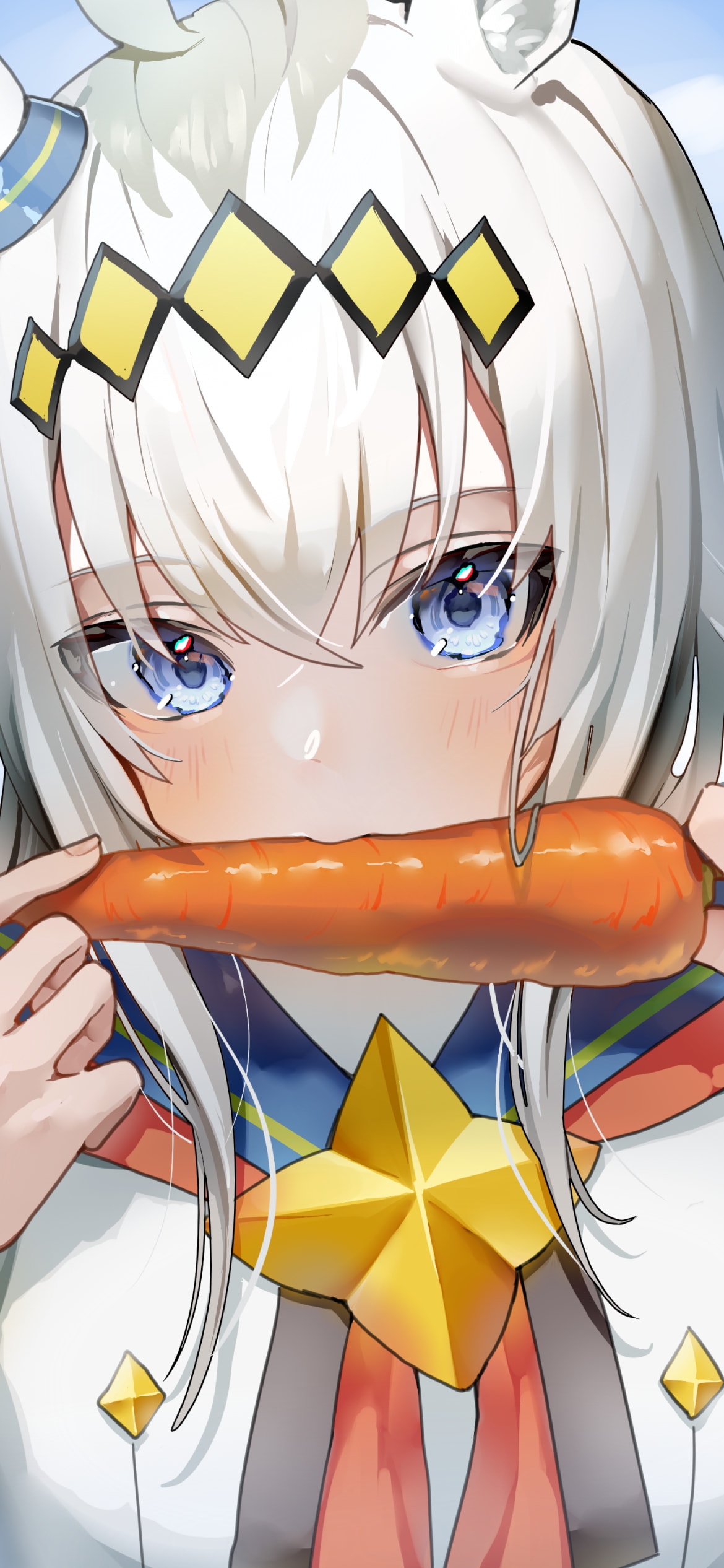 人参にかぶりつくオグリキャップ / ウマ娘プリティーダービーの1170 x 2532 / スマホ壁紙