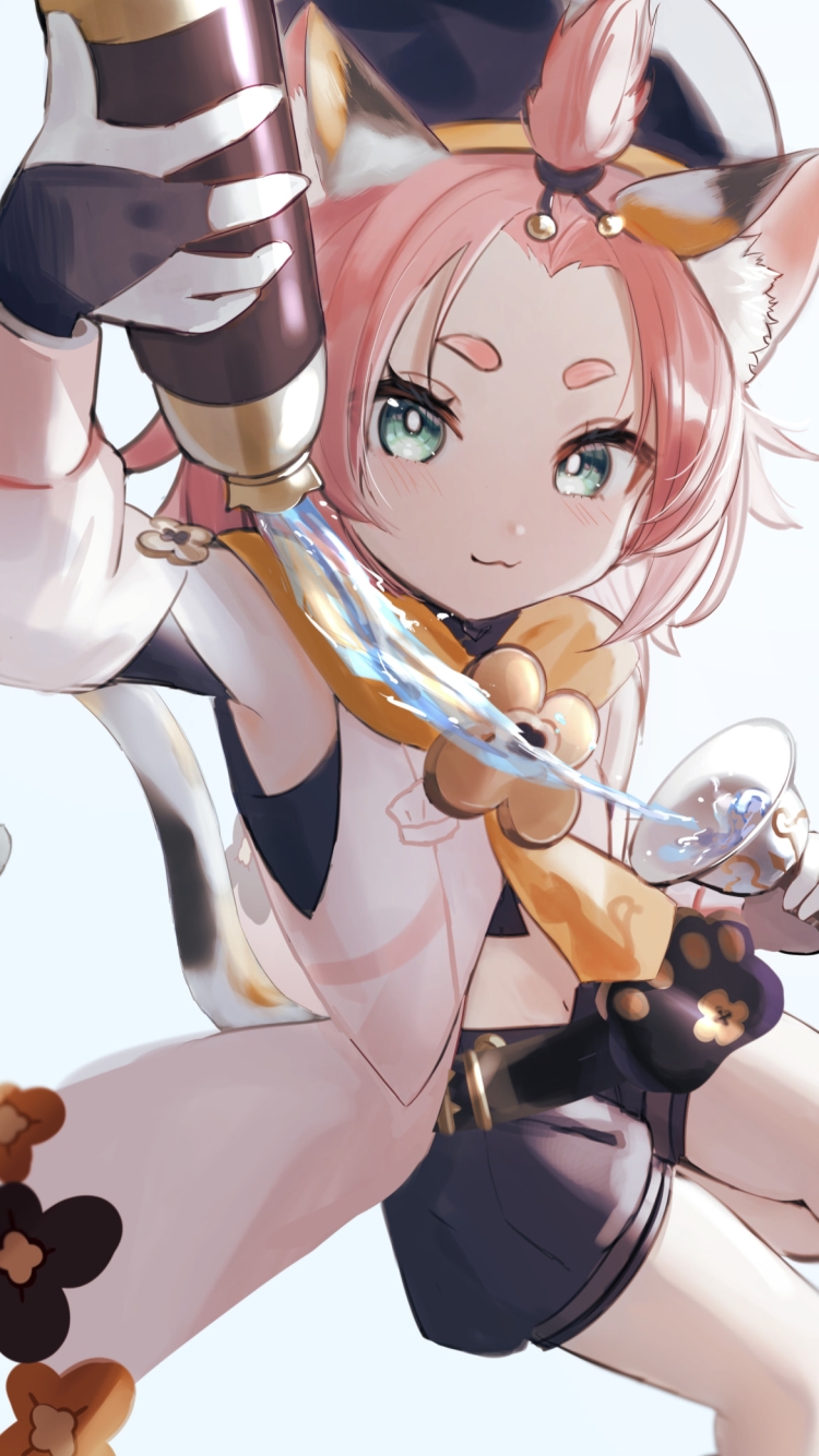 水をグラスに注ぐディオナ / 原神の750 x 1334 / スマホ壁紙