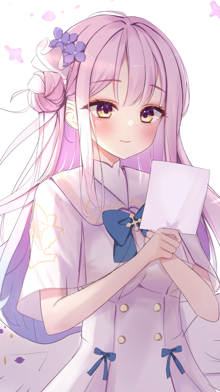 手紙を見る聖園ミカ(みその みか) / ブルアカ / ブルーアーカイブの750 x 1334 / スマホ壁紙