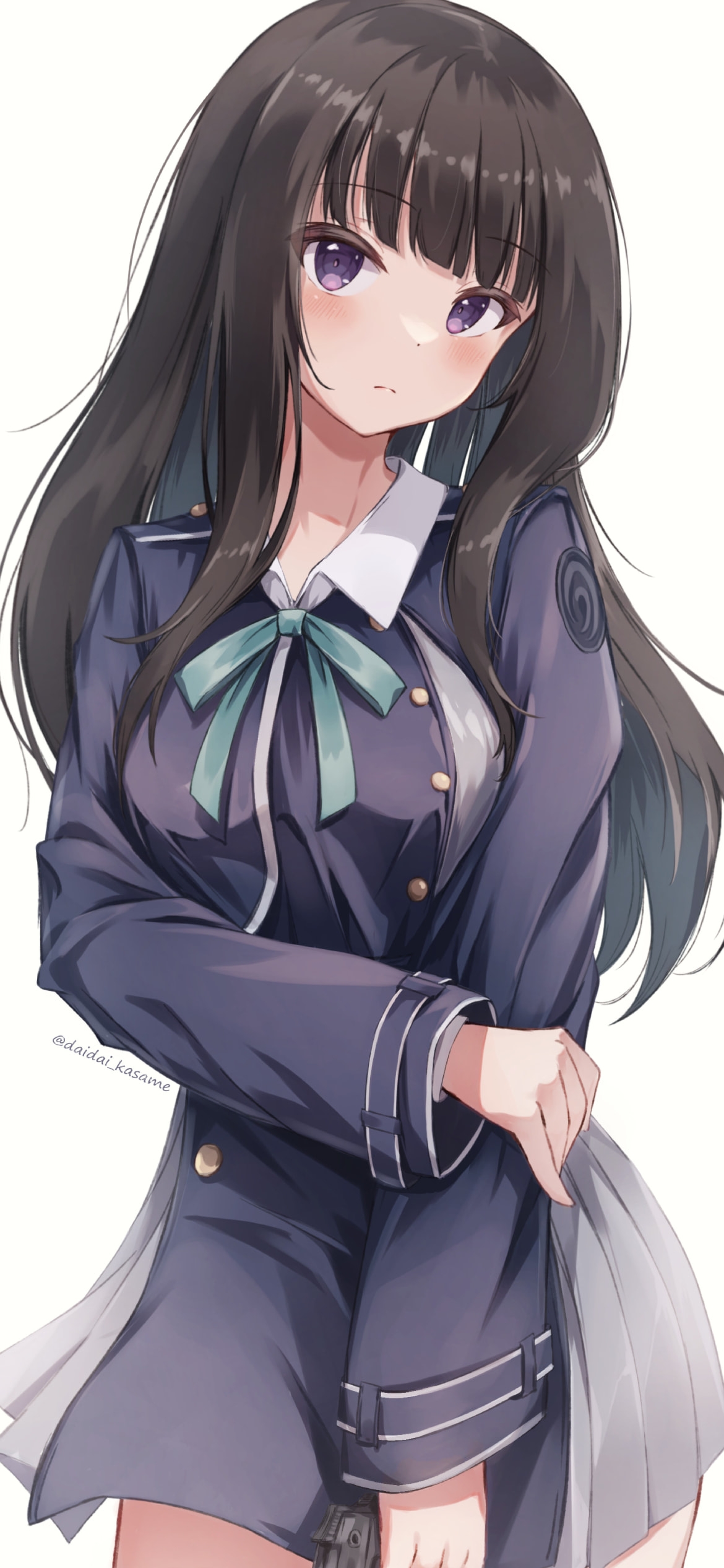 片方の肘をおさえて銃を持つ井ノ上たきな（いのうえ たきな） / リコリス・リコイルの1170 x 2532 / スマホ壁紙
