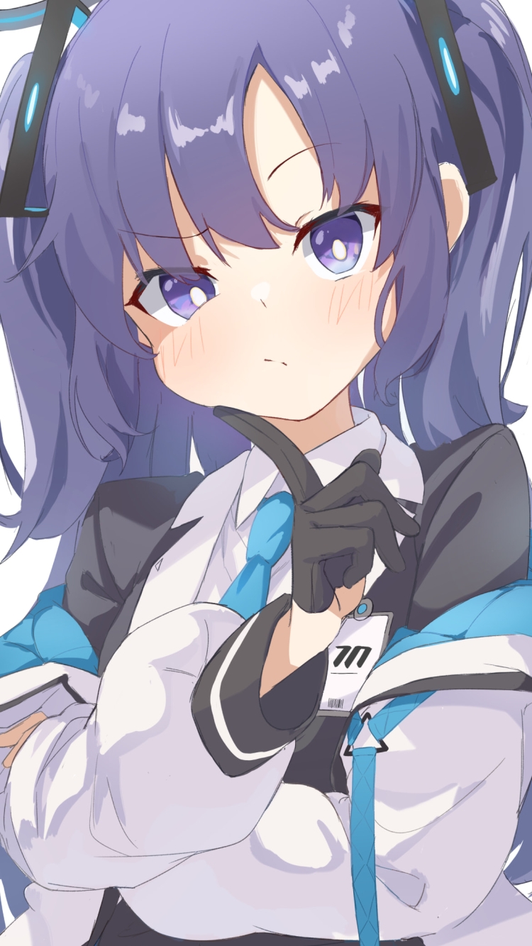 膨らましたほっぺたに指をあてる可愛い早瀬ユウカ / ブルアカ / ブルーアーカイブの750 x 1334 / スマホ壁紙