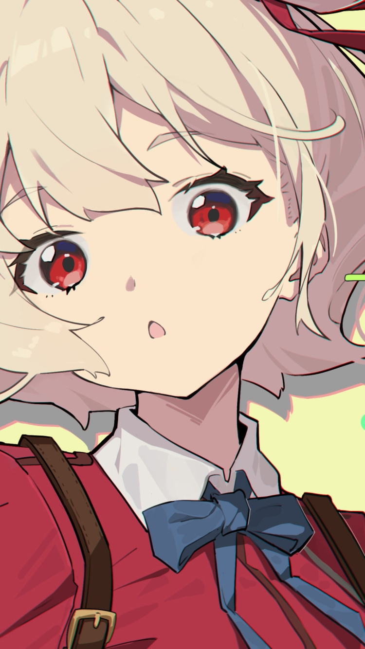 錦木千束（にしきぎ ちさと）のポップなイラスト / リコリス・リコイルの750 x 1334 / スマホ壁紙