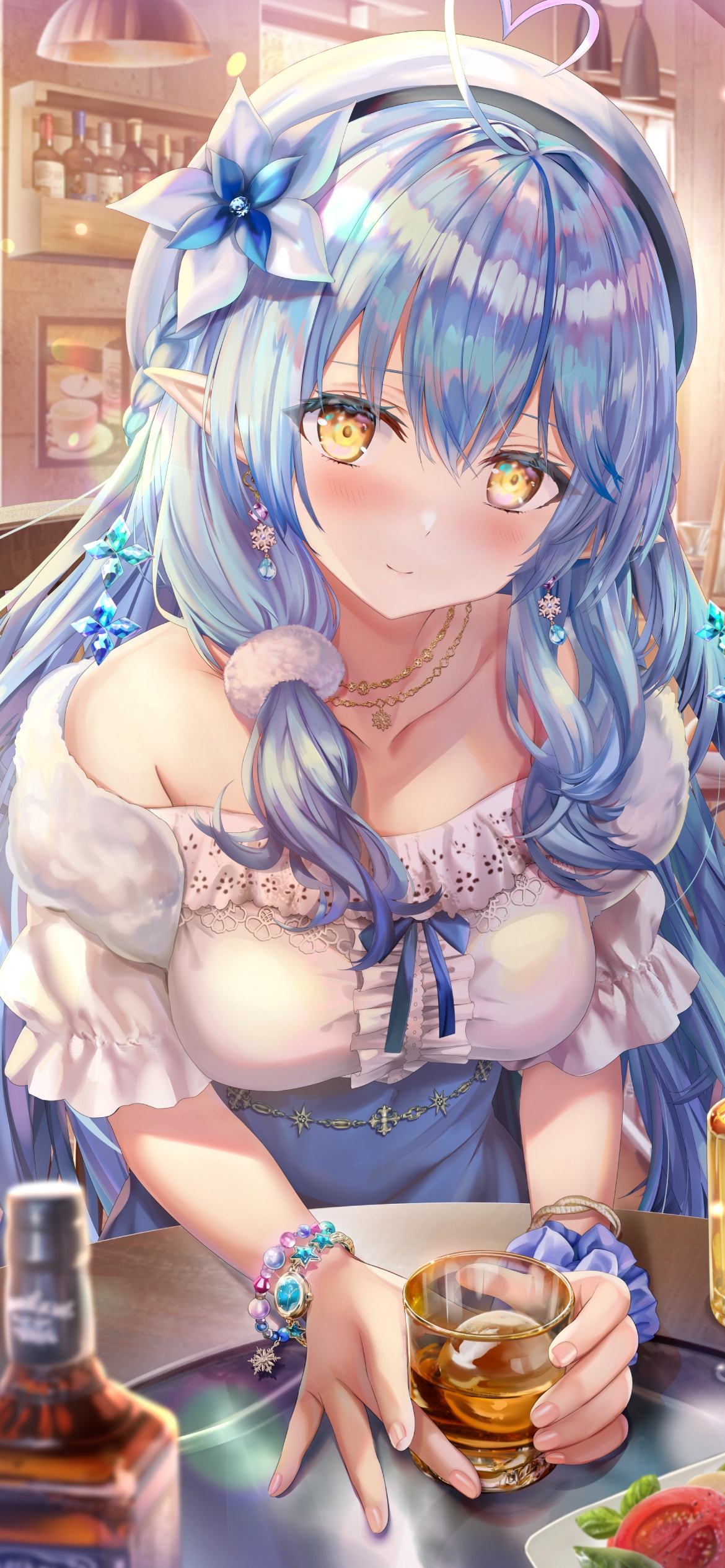 ウィスキーを飲む可愛い雪花ラミィ / ホロライブ / バーチャルYouTuber / Vtuberの1170 x 2532 / スマホ壁紙