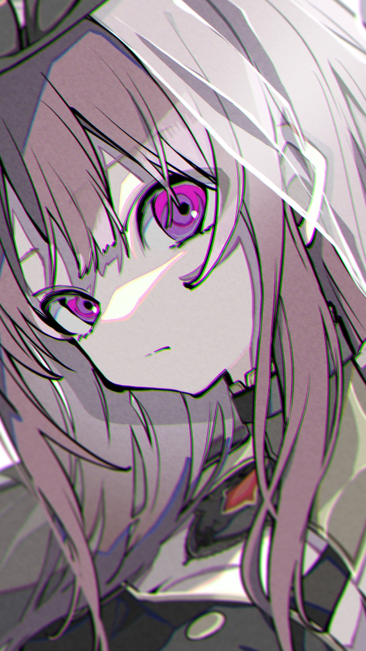 ピンクの瞳で見つめる森カリオペ / ホロライブ / バーチャルYouTuber / Vtuberの750 x 1334 / スマホ壁紙