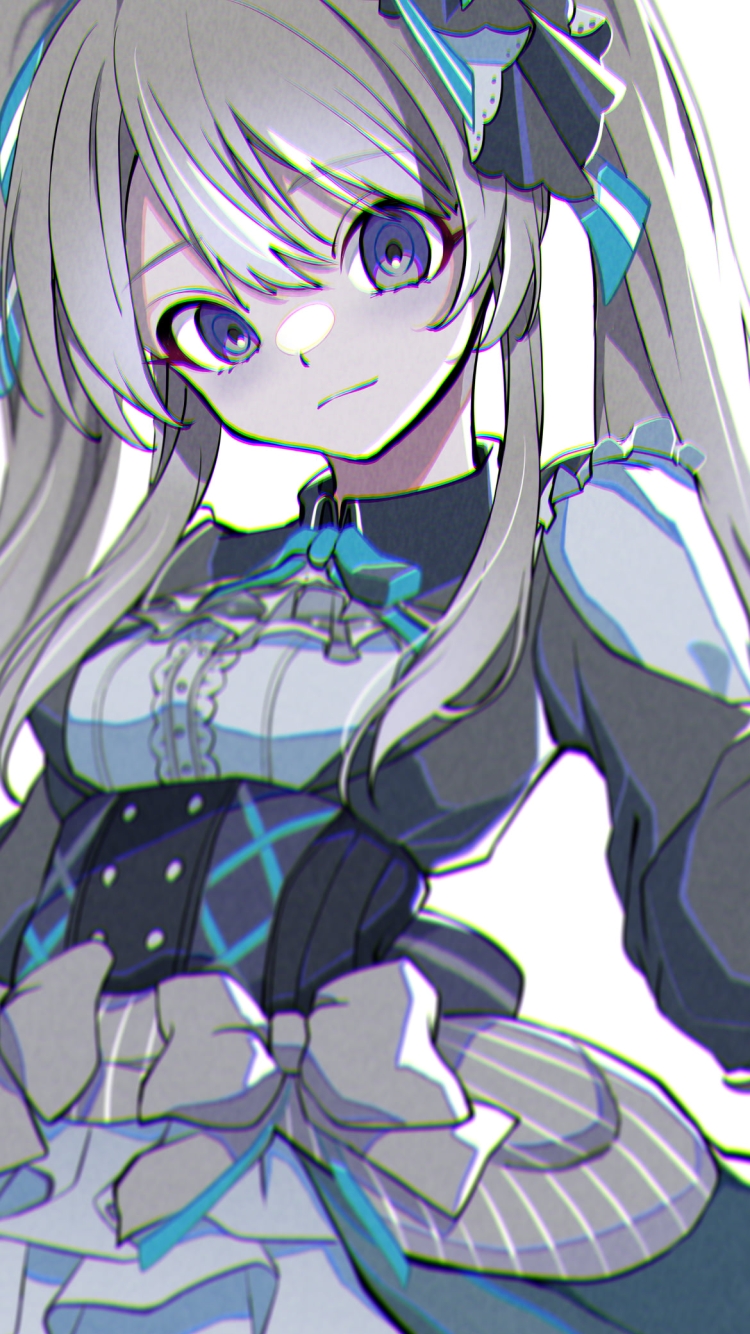 こちらをみおろす幽谷霧子 (ゆうこく きりこ)  / ラフスケッチ / アイドルマスターシャイニーカラーズの750 x 1334 / スマホ壁紙