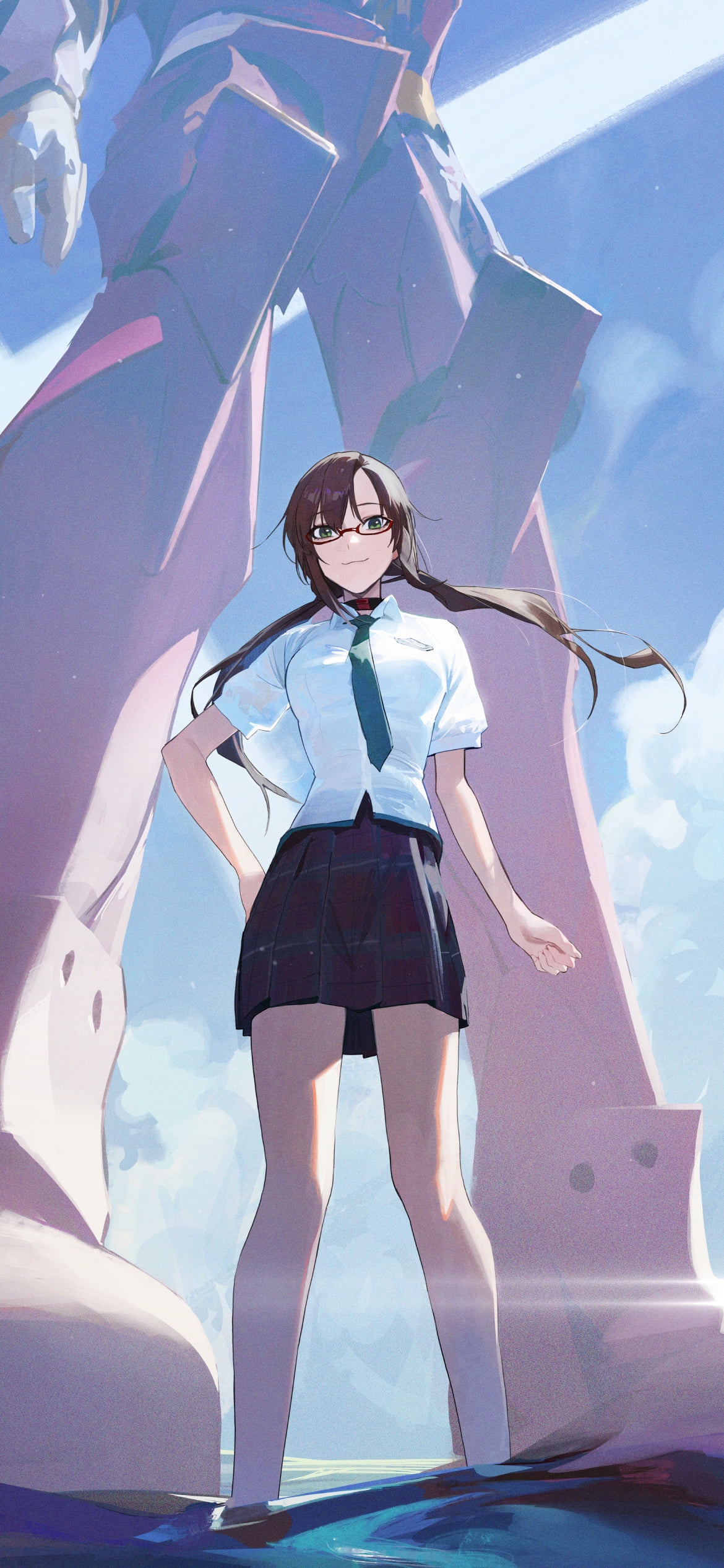 仁王立ちの真希波・マリ・イラストリアスとエヴァ8号機 / 新世紀エヴァンゲリオンの1170 x 2532 / スマホ壁紙