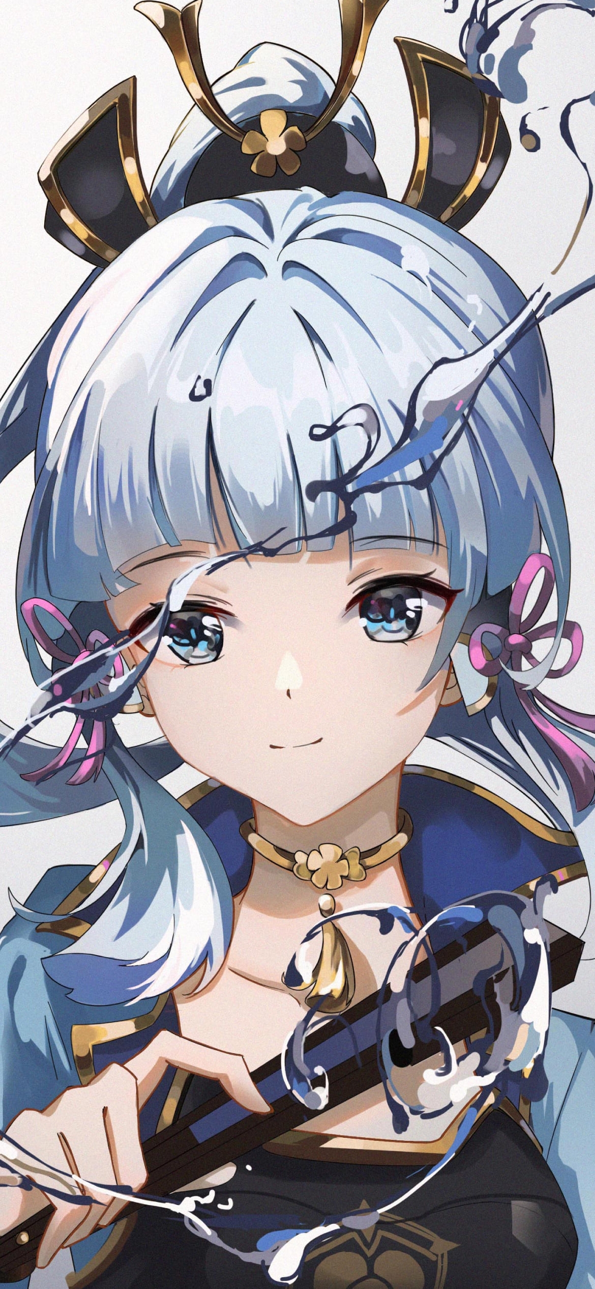 水を撒き散らす綺麗な神里綾華 / 原神の1170 x 2532 / スマホ壁紙