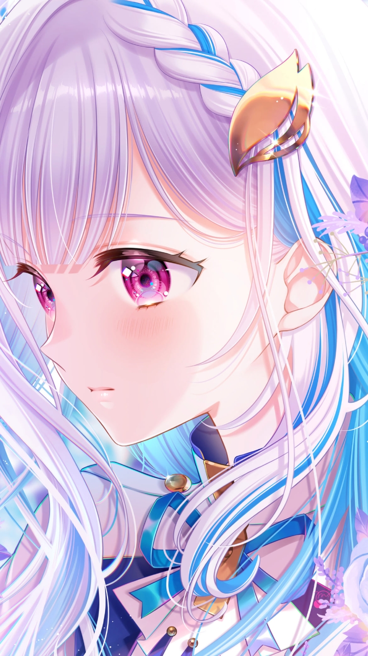 綺麗なリゼ・ヘルエスタ / 紫の髪 / ピンクの瞳 / にじさんじ / バーチャルYouTuber / Vtuber / イラスト / ファンアートの750 x 1334 / スマホ壁紙