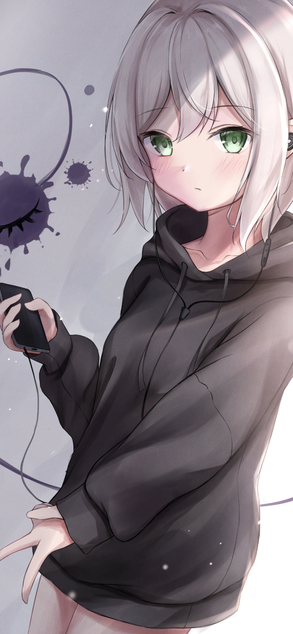 ピースをする黒いパーカーを着た古明地こいし / 東方の1170 x 2532 / スマホ壁紙