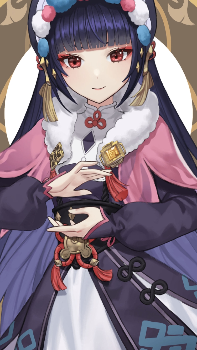 両手でポーズをとる可愛い雲菫 / 正面 / 原神の750 x 1334 / スマホ壁紙