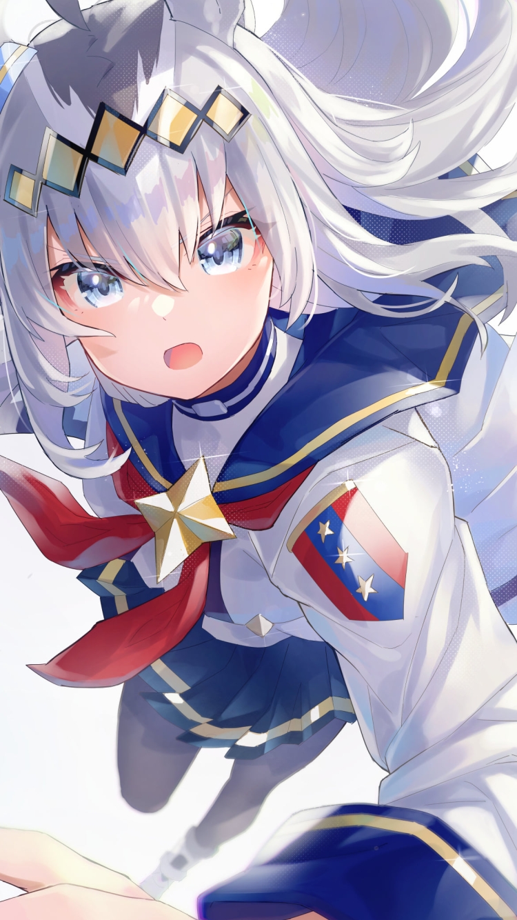 疾走するオグリキャップ / 白髪 / 可愛い / ウマ娘プリティーダービーの750 x 1334 / スマホ壁紙