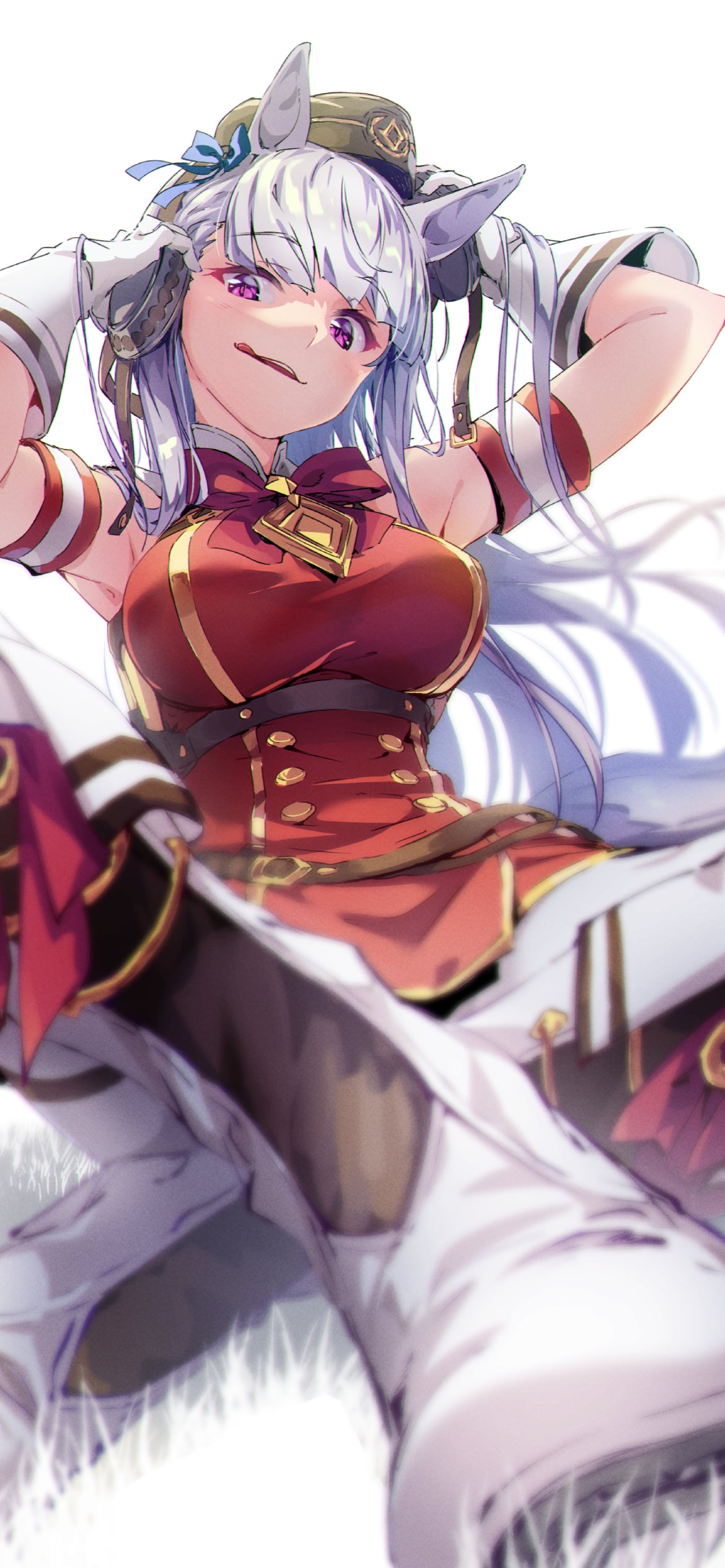 座って舌を出してドヤ顔のゴールドシップ / ウマ娘プリティーダービーの1170 x 2532 / スマホ壁紙