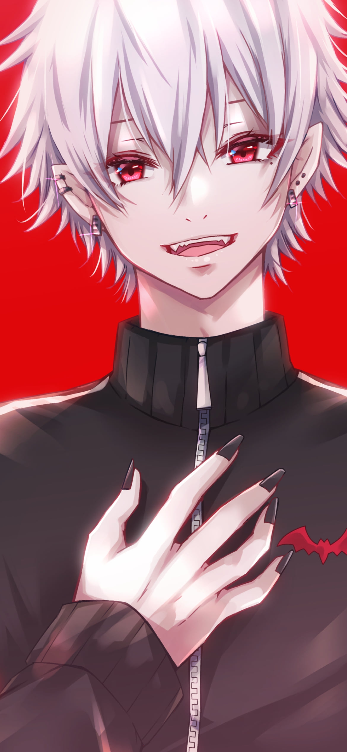 蝙蝠のマークがプリントされている洋服に手を当てている葛葉（くずは） / にじさんじ / バーチャルYouTuber / Vtuberの1170 x 2532 / スマホ壁紙