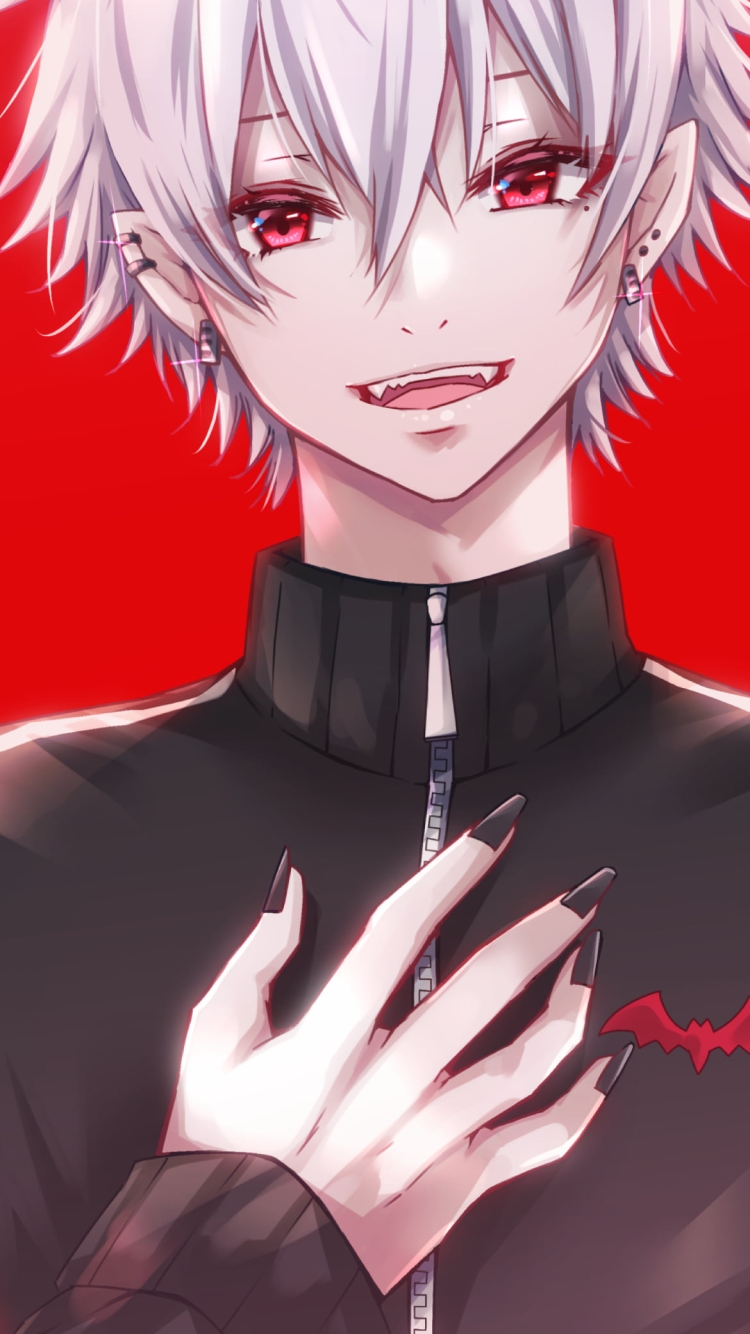 蝙蝠のマークがプリントされている洋服に手を当てている葛葉（くずは） / にじさんじ / バーチャルYouTuber / Vtuberの750 x 1334 / スマホ壁紙