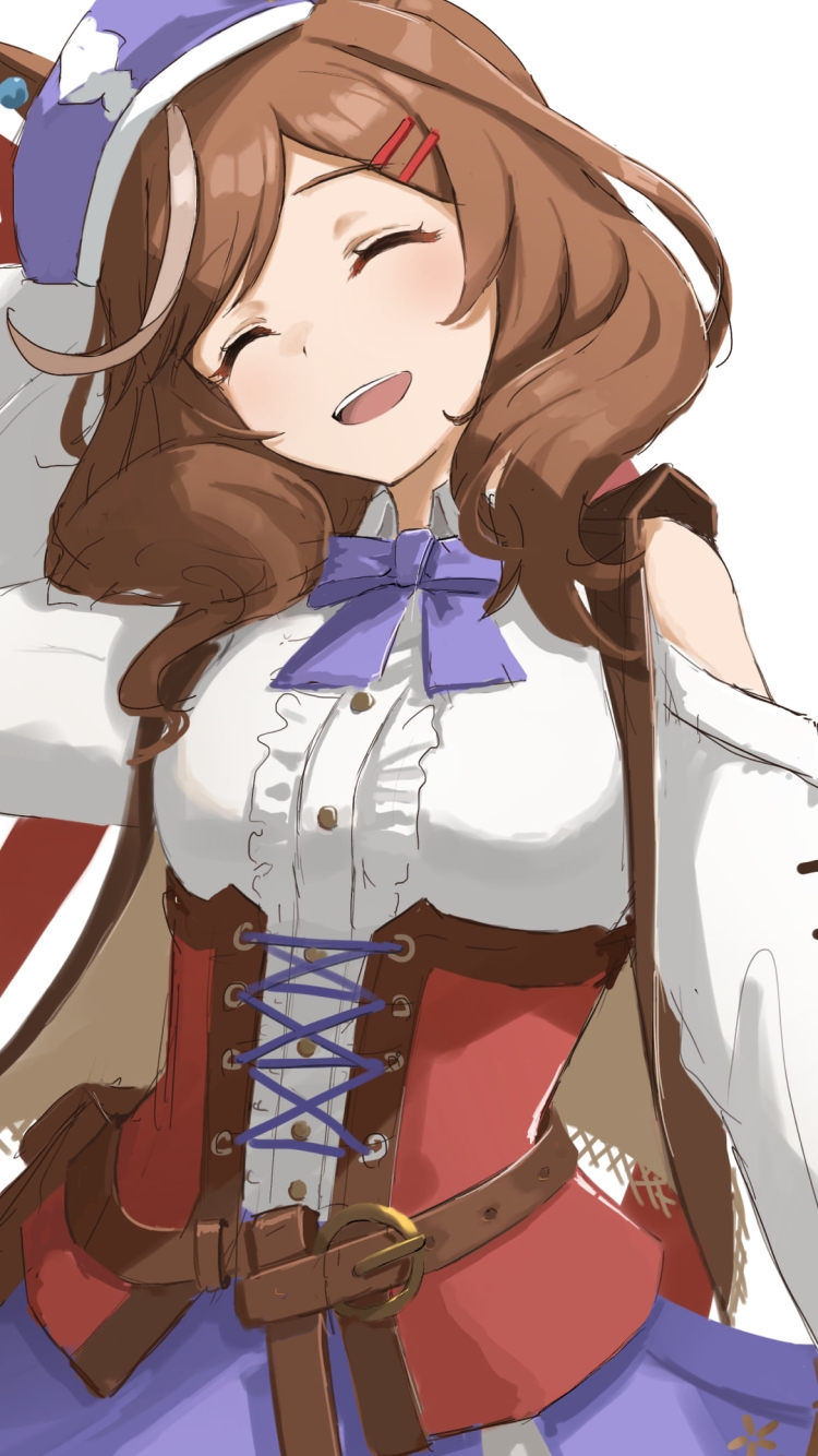 帽子を押さえて笑顔のマチカネタンホイザ / ウマ娘プリティーダービーの750 x 1334 / スマホ壁紙