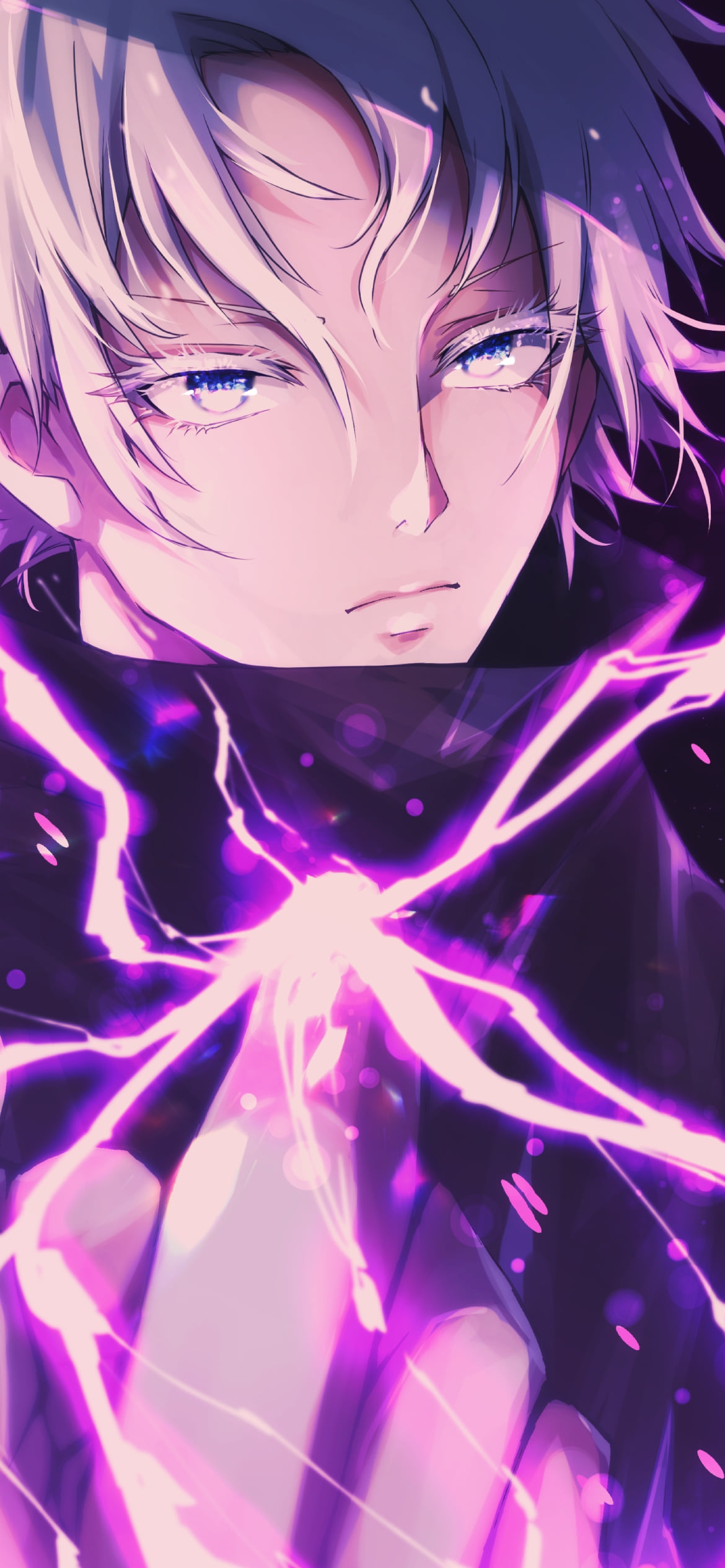 紫の閃光を放つ五条悟 / 呪術廻戦の1170 x 2532 / スマホ壁紙