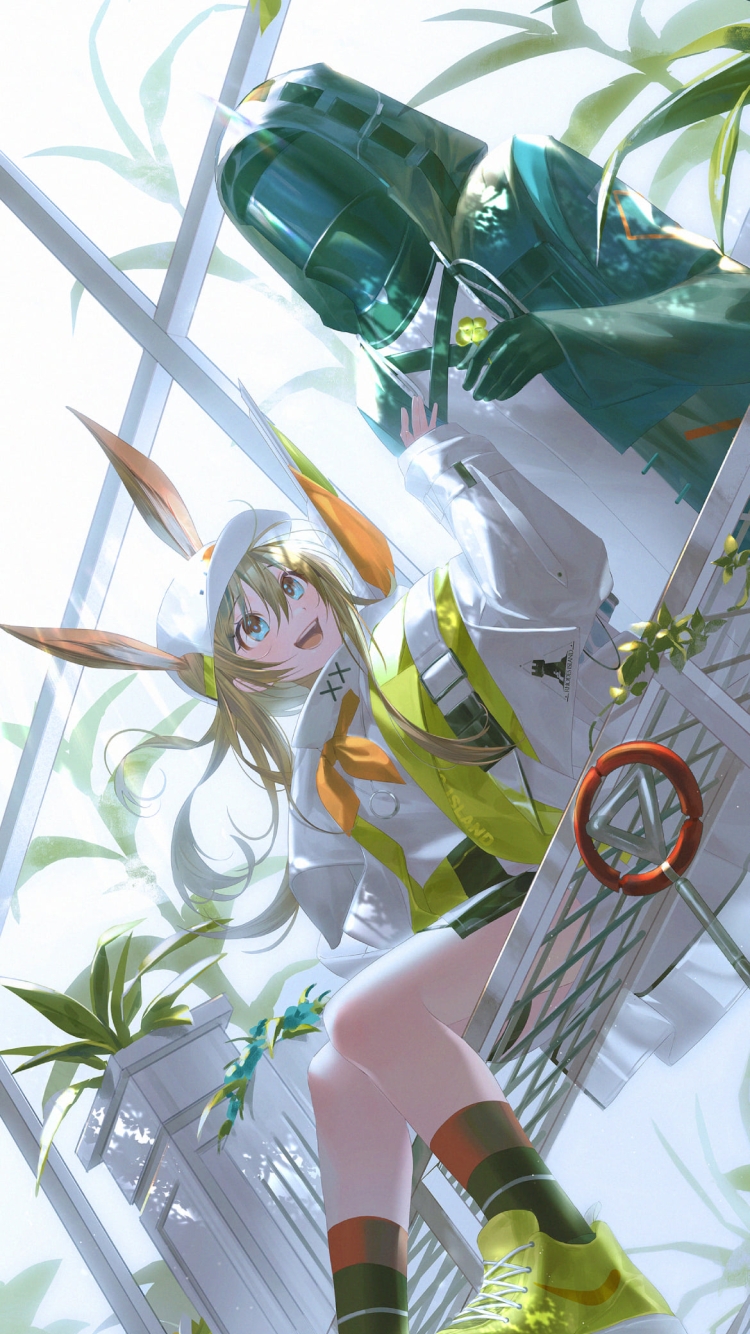 笑顔で談笑するアーミヤとドクター / アークナイツの750 x 1334 / スマホ壁紙