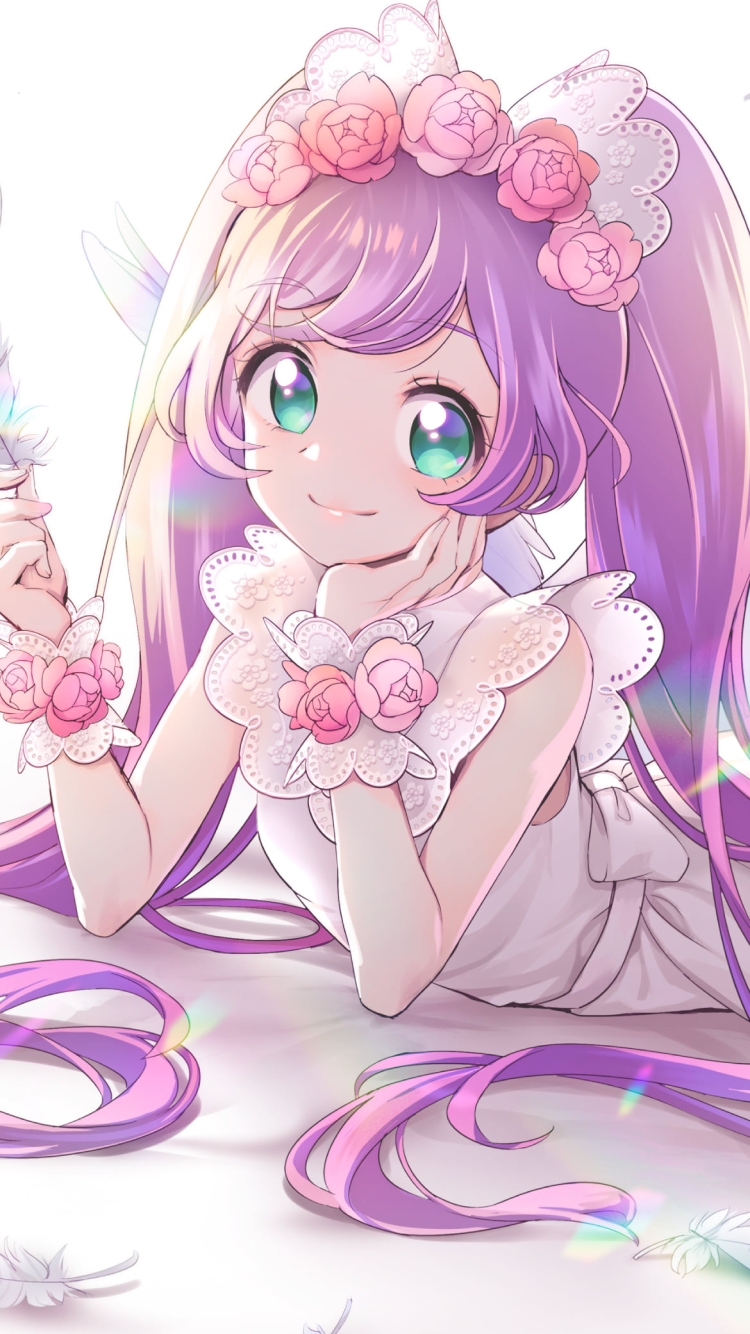 白い羽を持つ可愛い真中らぁら / プリパラの750 x 1334 / スマホ壁紙