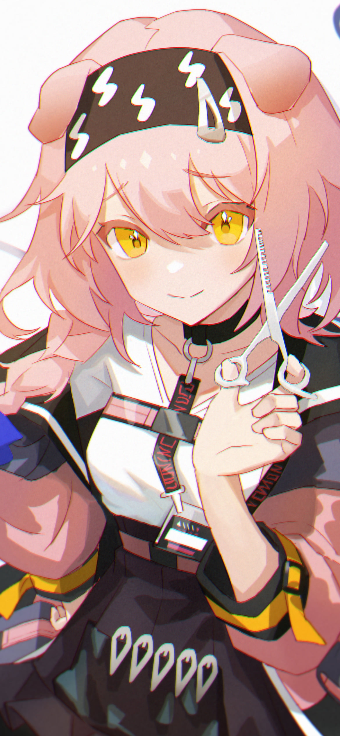 ハサミを持ち笑顔のゴールデングロウ / アークナイツの1170 x 2532 / スマホ壁紙