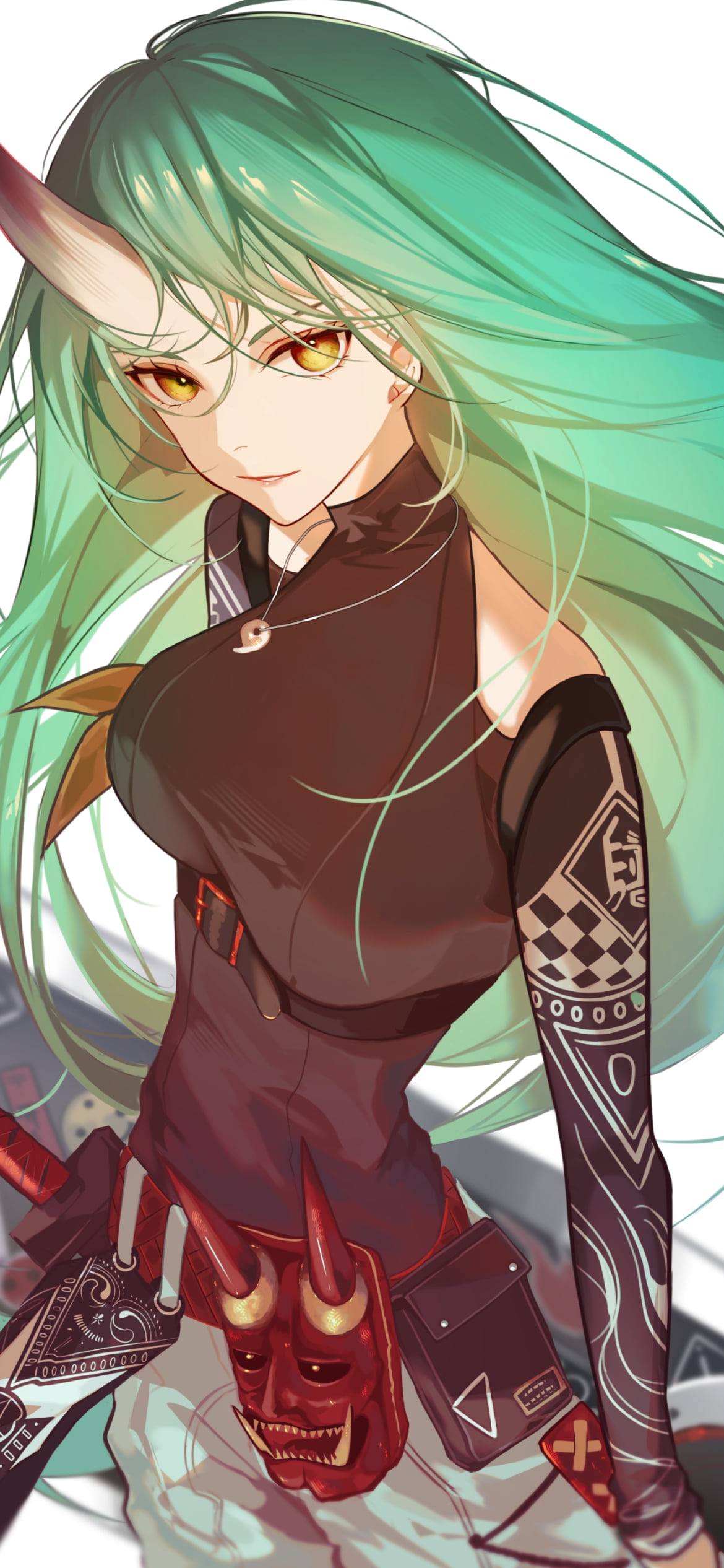 かっこいいホシグマ / 般若のお面 / アークナイツの1170 x 2532 / スマホ壁紙