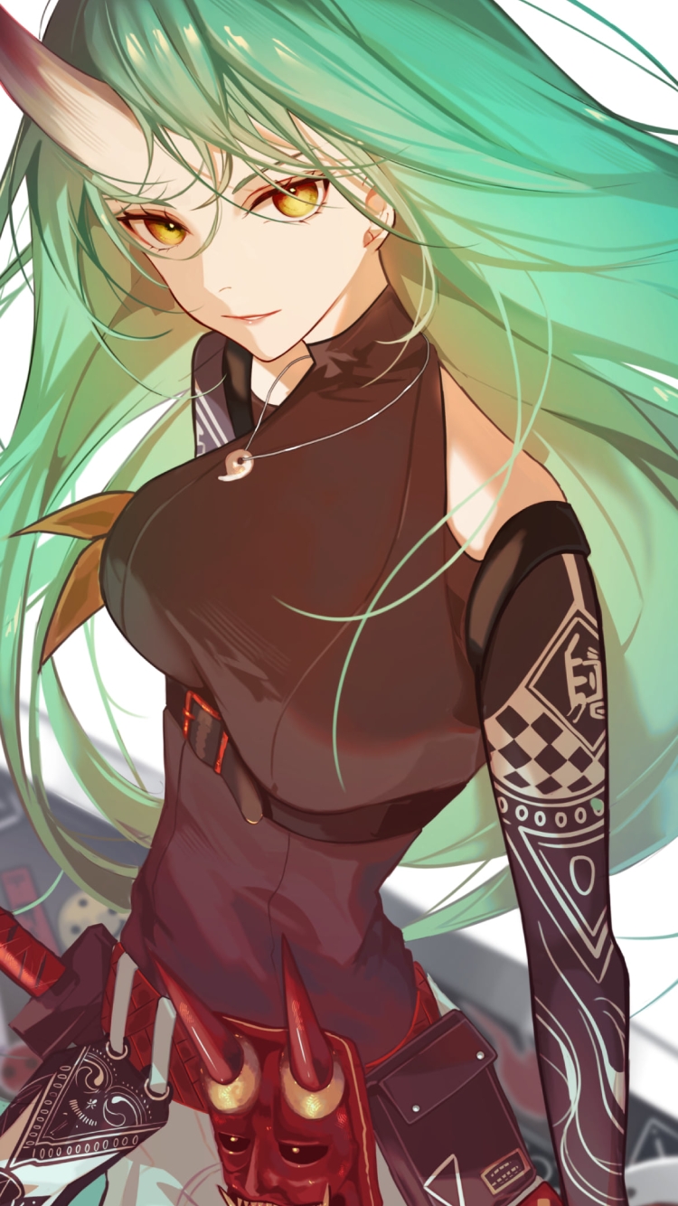 かっこいいホシグマ / 般若のお面 / アークナイツの750 x 1334 / スマホ壁紙