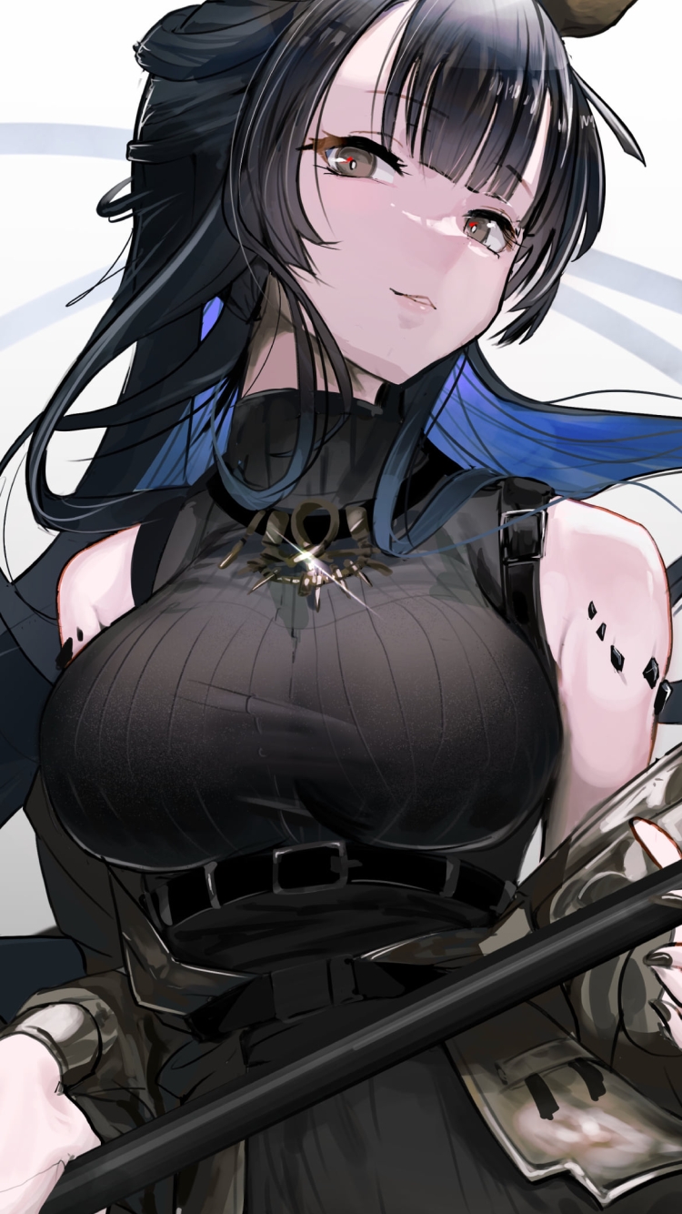 黒いドレスを着たツキノギ / アークナイツの750 x 1334 / スマホ壁紙
