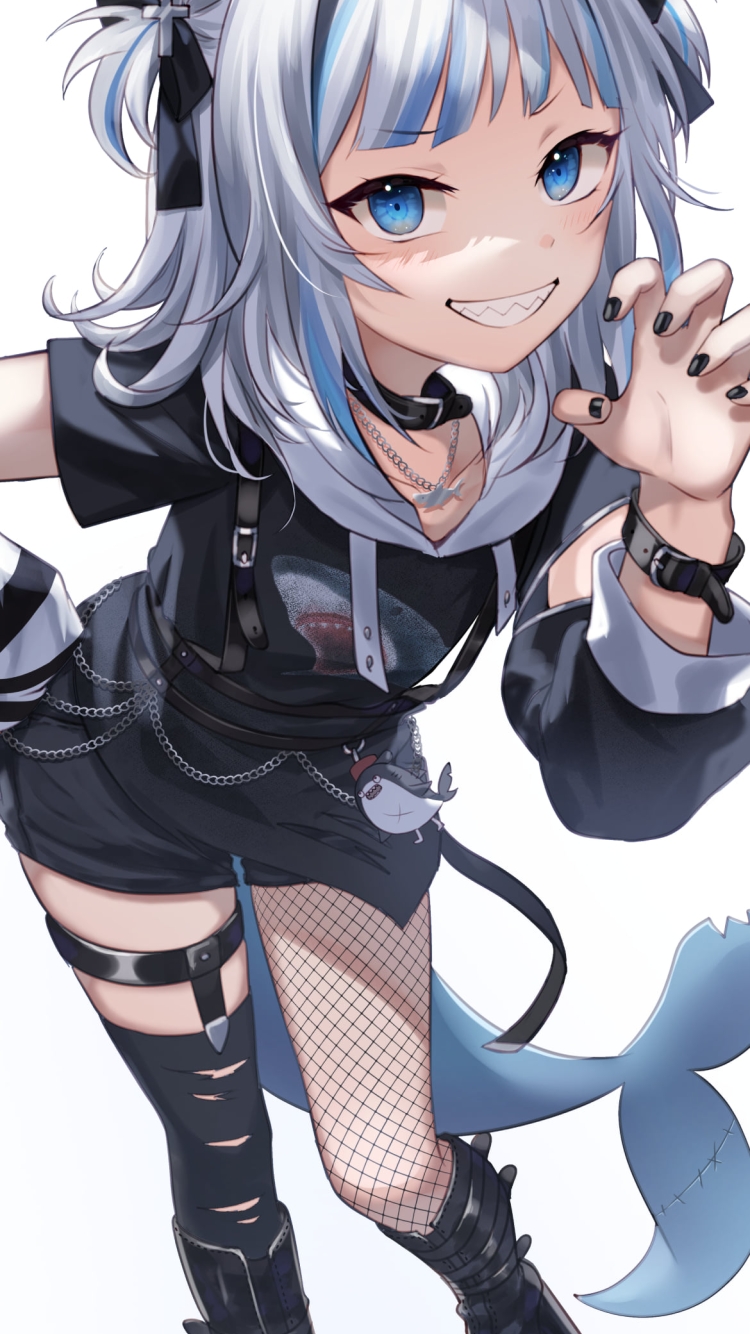 パンクな衣装でポーズをとる可愛いがうる・ぐら / ホロライブ / バーチャルYouTuber / Vtuberの750 x 1334 / スマホ壁紙