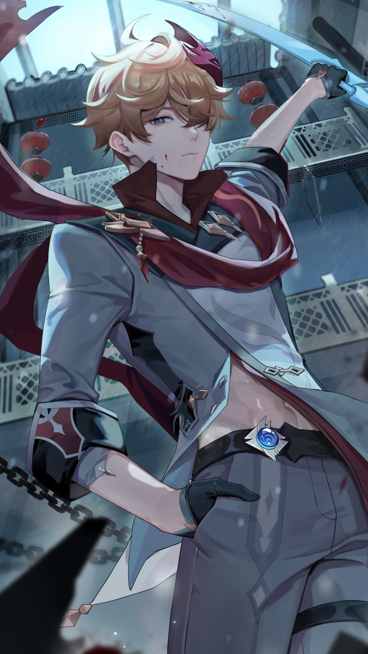ポケットに手をつっこむかっこいいタルタリヤ / 原神の750 x 1334 / スマホ壁紙