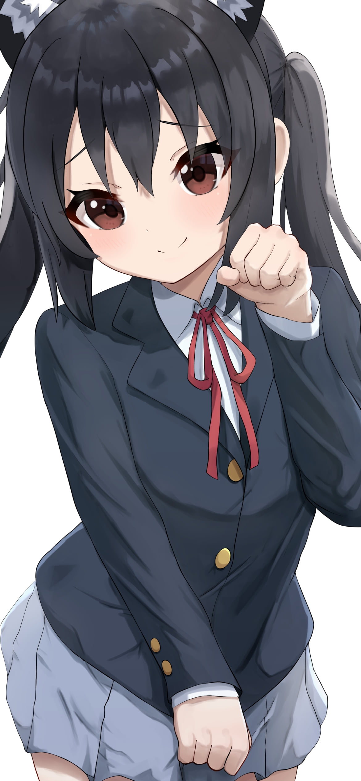 猫のポーズをとるプニプニの中野梓 / けいおん!の1170 x 2532 / スマホ壁紙