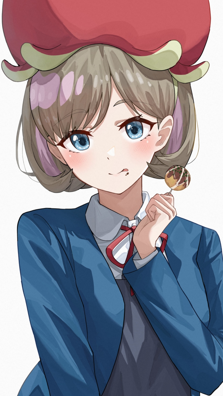 たこやきを食べる唐可可（タン・クゥクゥ） / ハロー!!!ラブライブ!の750 x 1334 / スマホ壁紙