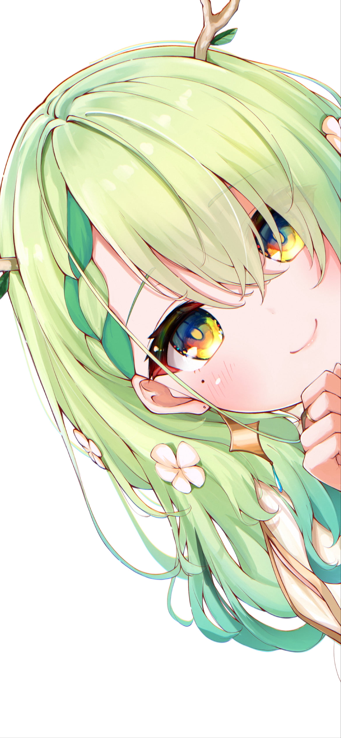 顔を出し覗き込むセレス・ファウナ / ホロライブ / バーチャルYouTuber / Vtuberの1170 x 2532 / スマホ壁紙