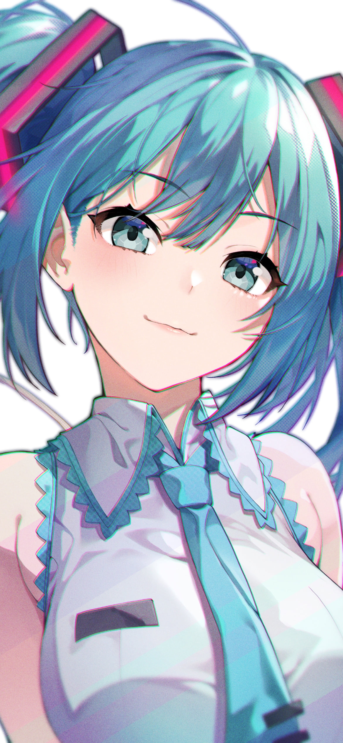 にっこり微笑む可愛い初音ミク / 正面 / ボカロ / ボーカロイドの1170 x 2532 / スマホ壁紙