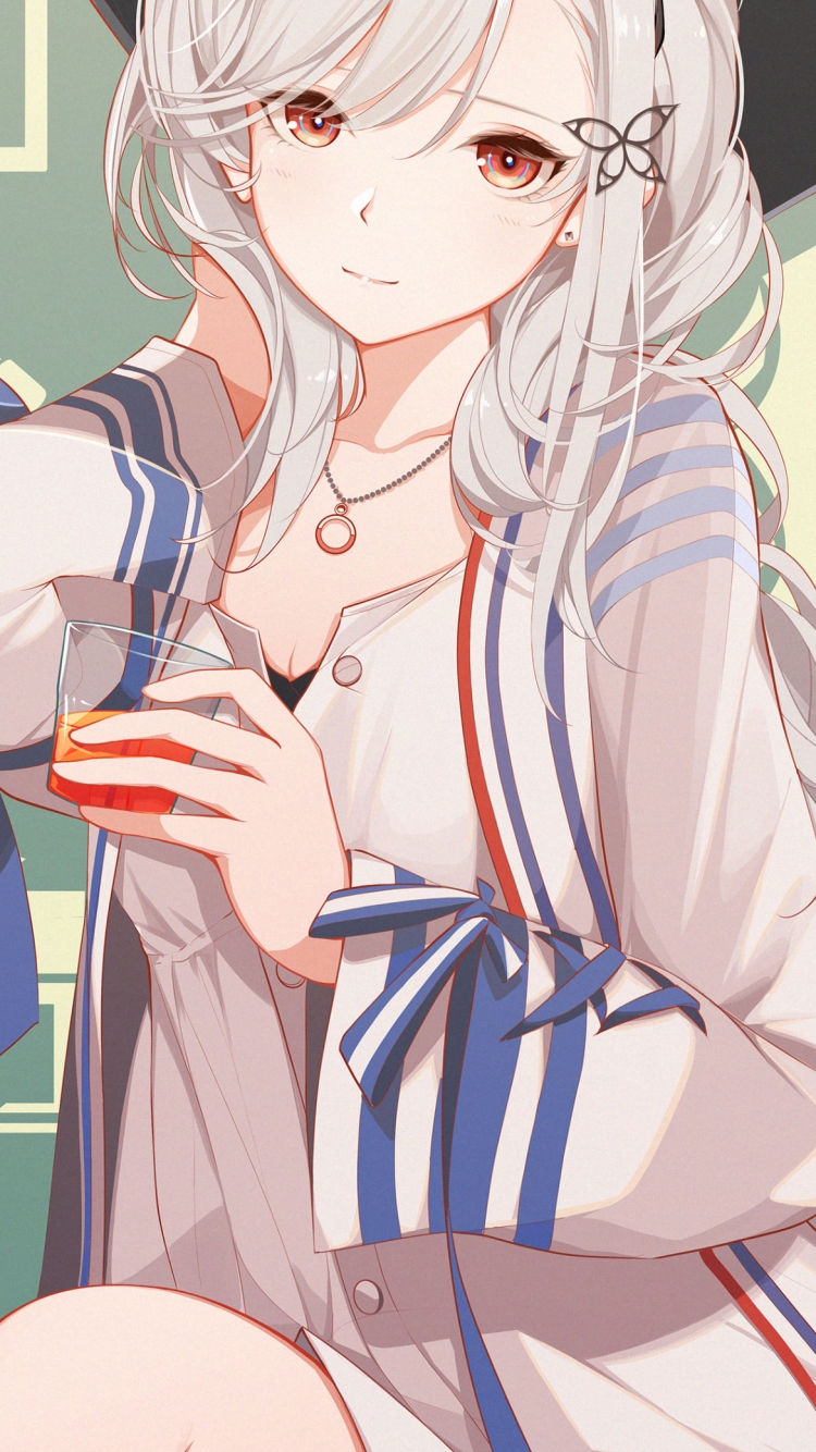 アイスティーを持つダンケルク / アズールレーンの750 x 1334 / スマホ壁紙