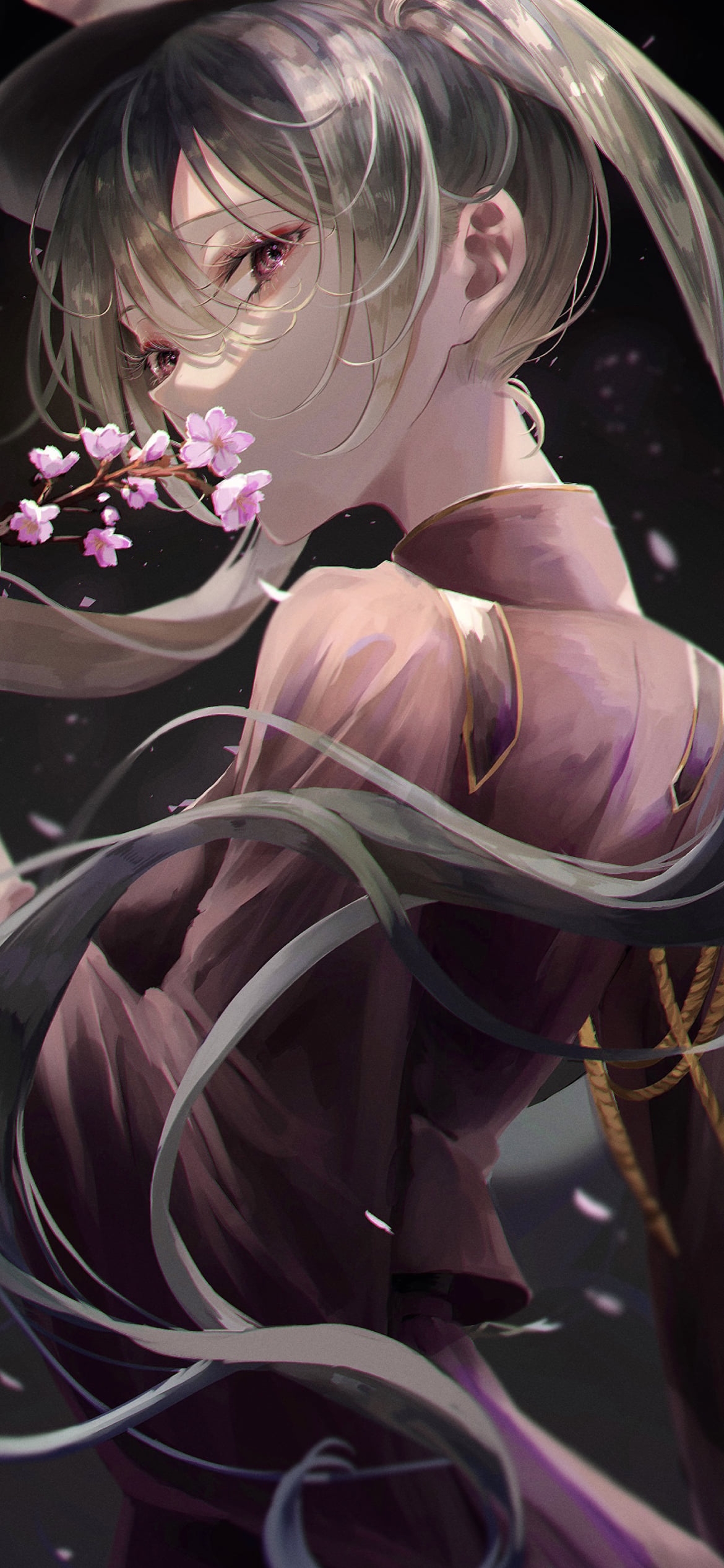 桜の匂いをかぐ初音ミク / 千本桜 / ボカロ / ボーカロイドの1170 x 2532 / スマホ壁紙