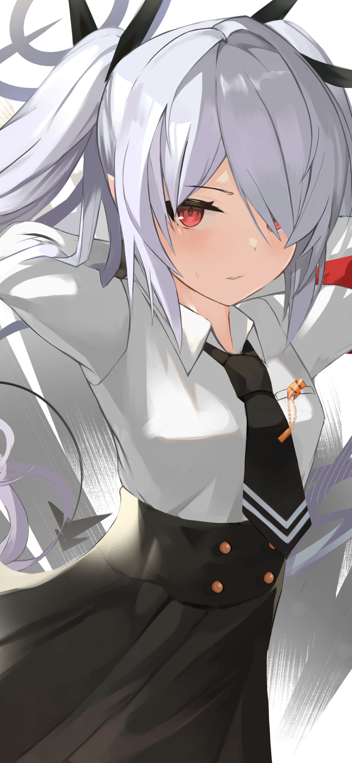 髪をかきあげる銀鏡イオリ / ブルアカ / ブルーアーカイブの1170 x 2532 / スマホ壁紙
