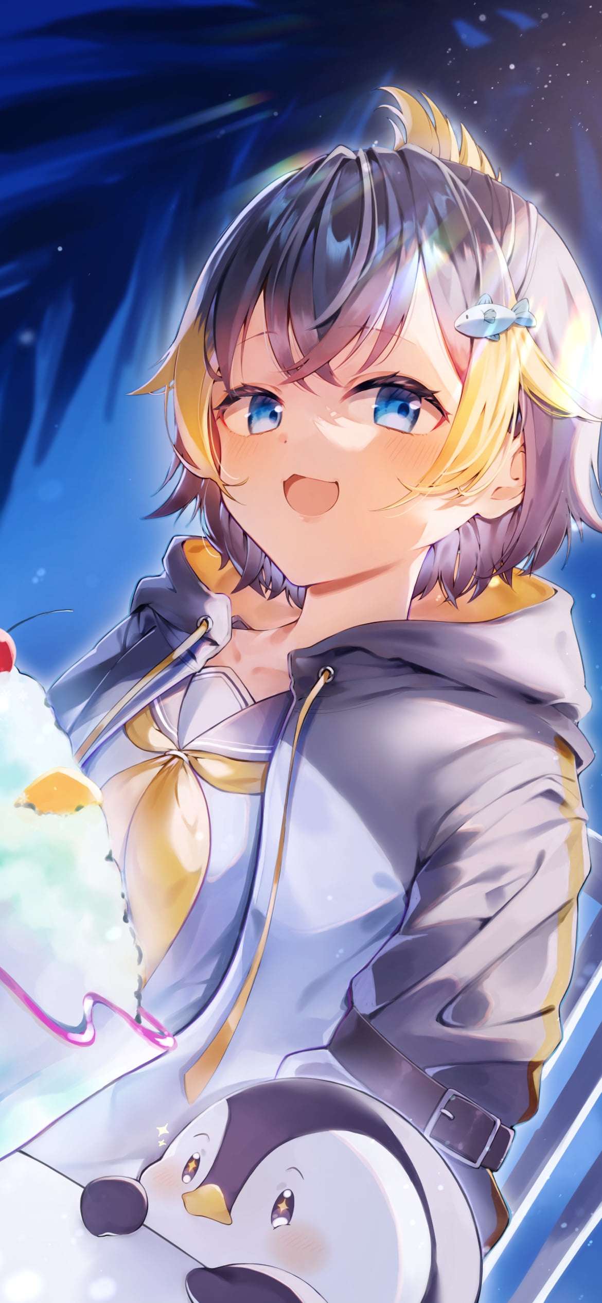 笑顔でかき氷を食べるペトラ・グリン / にじさんじ / バーチャルYouTuber / Vtuberの1170 x 2532 / スマホ壁紙