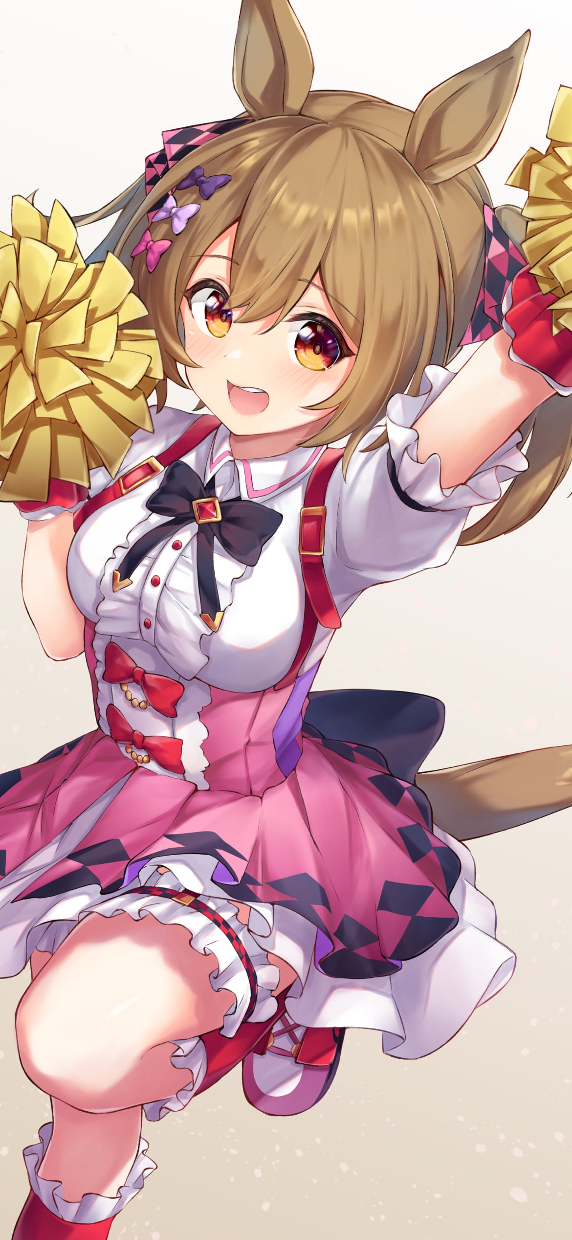 黄色いポンポンを持つチアリーダーのスマートファルコン / ウマ娘プリティーダービーの1170 x 2532 / スマホ壁紙