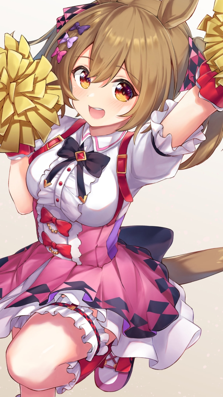 黄色いポンポンを持つチアリーダーのスマートファルコン / ウマ娘プリティーダービーの750 x 1334 / スマホ壁紙