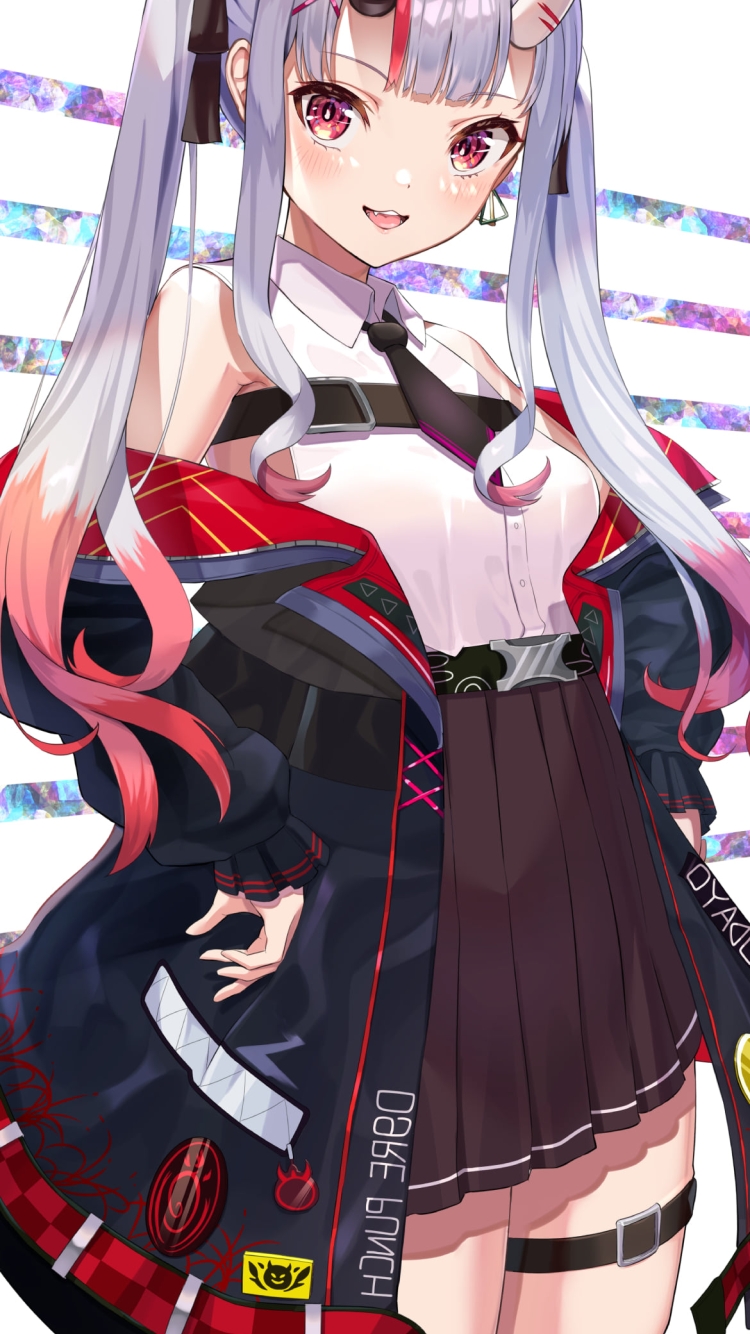 腰に両手をあててドヤる可愛い百鬼あやめ / ホロライブ / バーチャルYouTuber / Vtuberの750 x 1334 / スマホ壁紙
