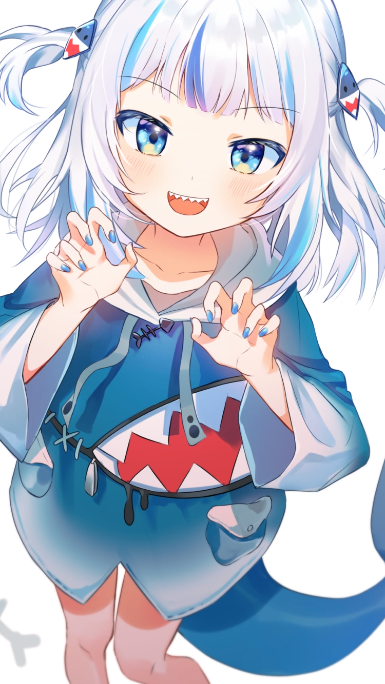 襲いかかる可愛いがうる・ぐら / 魚の骨 / ホロライブ / バーチャルYouTuber / Vtuberの750 x 1334 / スマホ壁紙