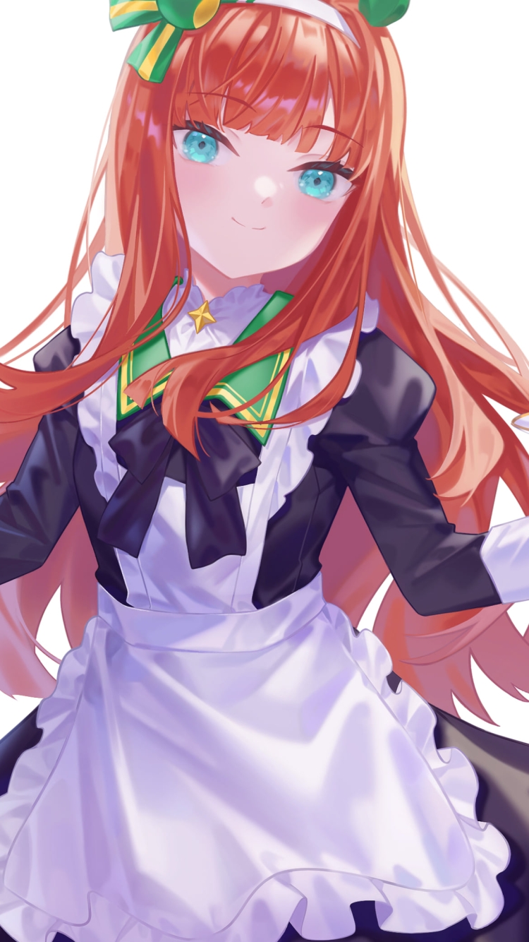 紅茶を持つメイド姿のかわいいサイレンススズカ / ウマ娘プリティーダービーの750 x 1334 / スマホ壁紙