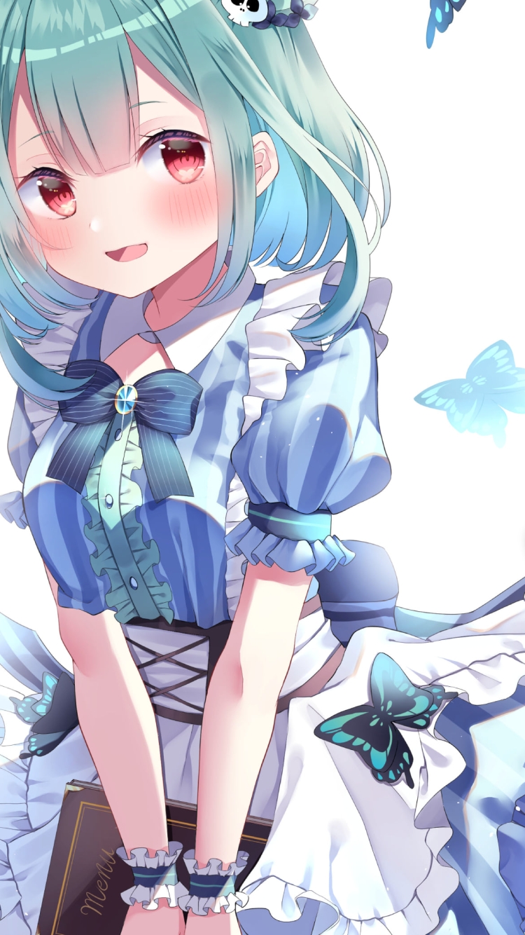 茶色い本を持つ可愛い潤羽るしあ / ホロライブ / バーチャルYouTuber / Vtuberの750 x 1334 / スマホ壁紙