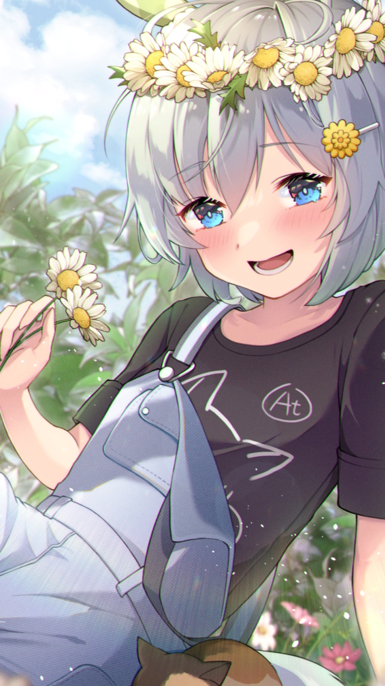 白い花を摘むセイウンスカイ / お昼寝する猫 / ウマ娘プリティーダービーの750 x 1334 / スマホ壁紙
