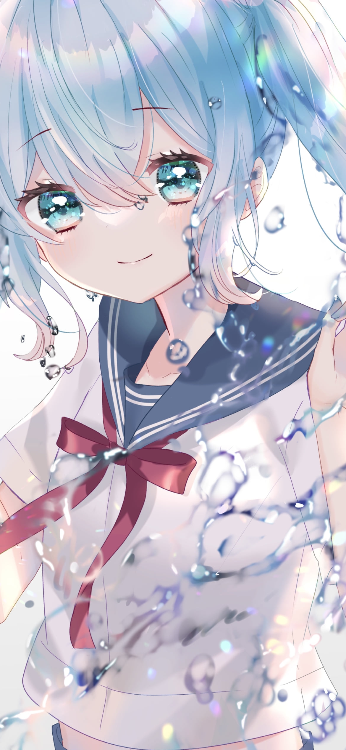水を撒き散らす可愛い初音ミク / ボトルミク / 初音ミク / ボカロ / ボーカロイドの1170 x 2532 / スマホ壁紙
