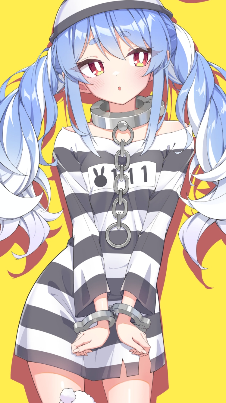 捕まってしまった可愛い兎田ぺこら / ホロライブ / バーチャルYouTuber / Vtuberの750 x 1334 / スマホ壁紙