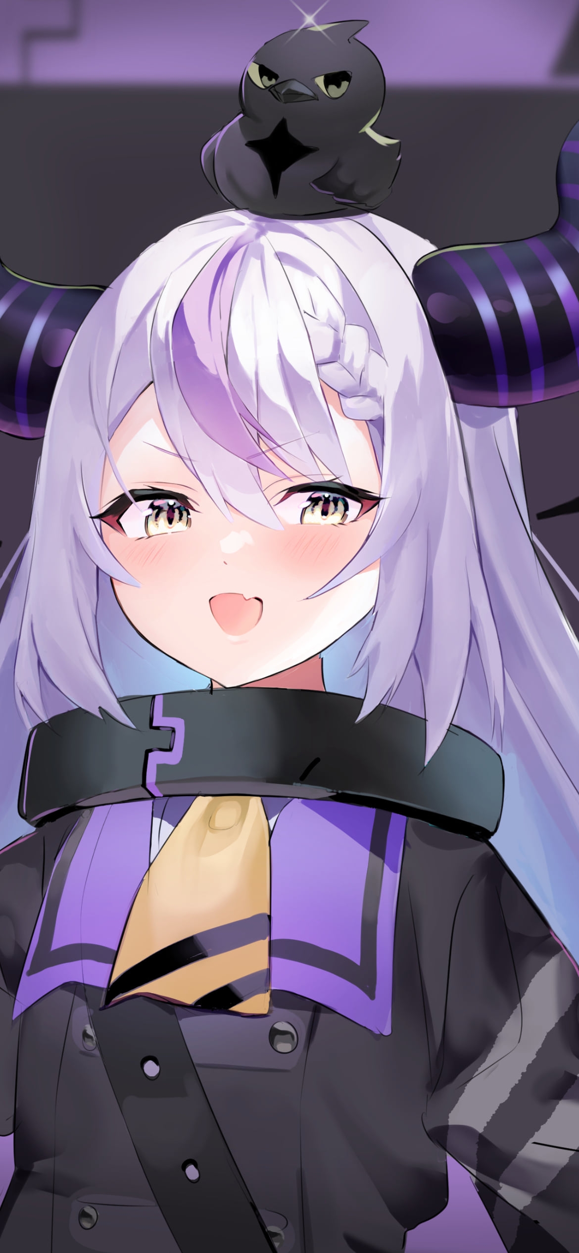 クロウと笑顔でウキウキのラプラス・ダークネス / ホロライブ / バーチャルYouTuber / Vtuberの1170 x 2532 / スマホ壁紙
