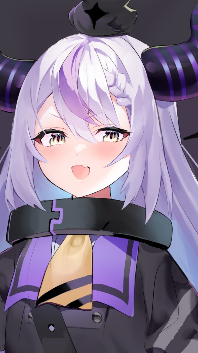 クロウと笑顔でウキウキのラプラス・ダークネス / ホロライブ / バーチャルYouTuber / Vtuberの750 x 1334 / スマホ壁紙